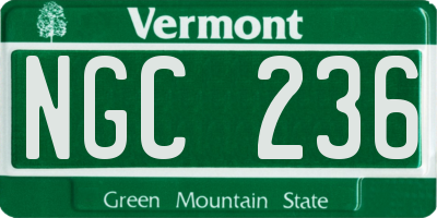 VT license plate NGC236