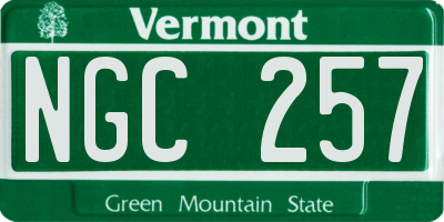 VT license plate NGC257