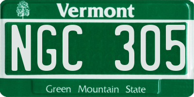VT license plate NGC305