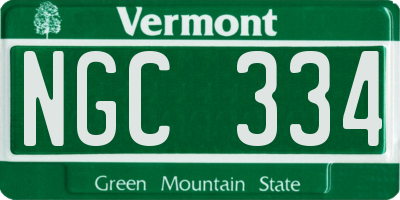 VT license plate NGC334