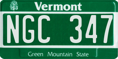 VT license plate NGC347