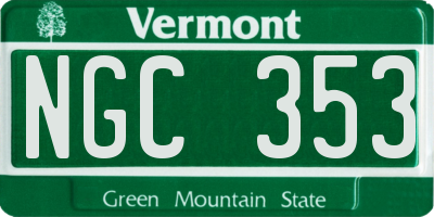 VT license plate NGC353
