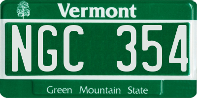VT license plate NGC354