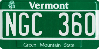 VT license plate NGC360
