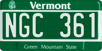 VT license plate NGC361