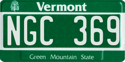 VT license plate NGC369
