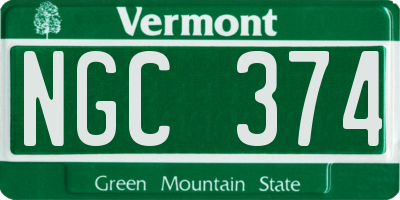 VT license plate NGC374