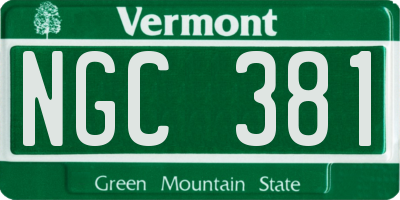 VT license plate NGC381