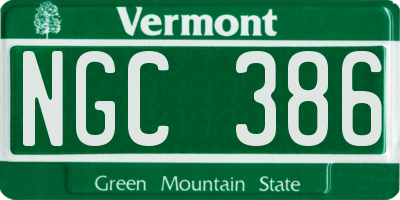 VT license plate NGC386