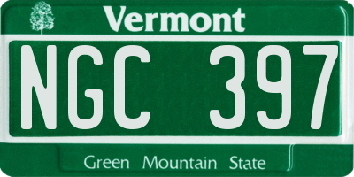 VT license plate NGC397
