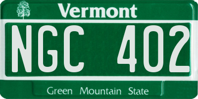 VT license plate NGC402