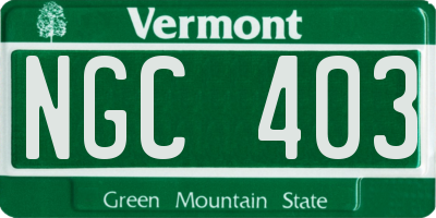 VT license plate NGC403