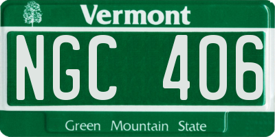 VT license plate NGC406