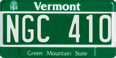 VT license plate NGC410