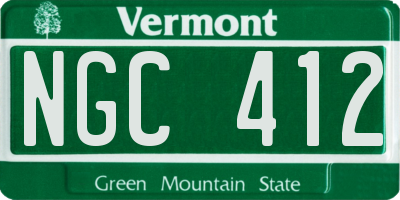 VT license plate NGC412