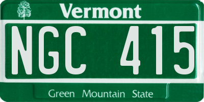 VT license plate NGC415