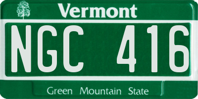 VT license plate NGC416