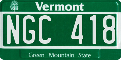 VT license plate NGC418