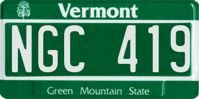 VT license plate NGC419