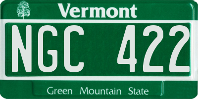VT license plate NGC422