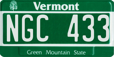 VT license plate NGC433
