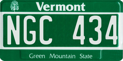 VT license plate NGC434