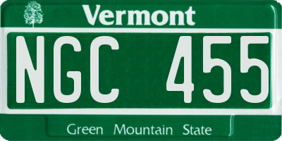VT license plate NGC455