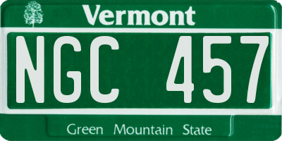 VT license plate NGC457