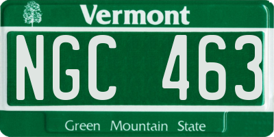 VT license plate NGC463