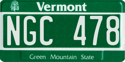 VT license plate NGC478