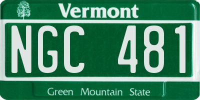 VT license plate NGC481