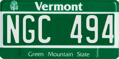 VT license plate NGC494