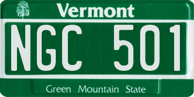 VT license plate NGC501