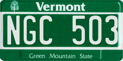 VT license plate NGC503