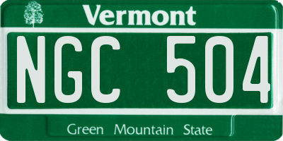 VT license plate NGC504
