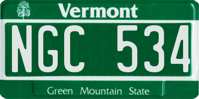 VT license plate NGC534