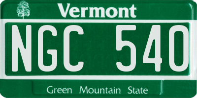 VT license plate NGC540