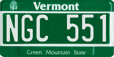 VT license plate NGC551