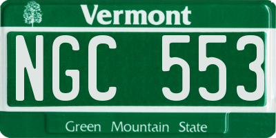 VT license plate NGC553