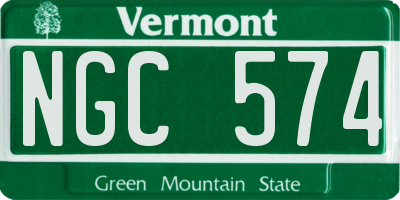 VT license plate NGC574