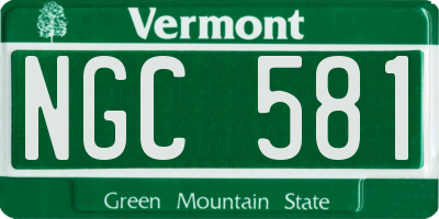 VT license plate NGC581