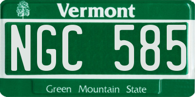 VT license plate NGC585