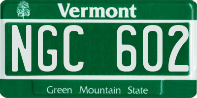 VT license plate NGC602