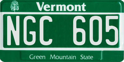 VT license plate NGC605