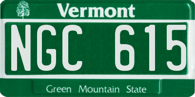 VT license plate NGC615