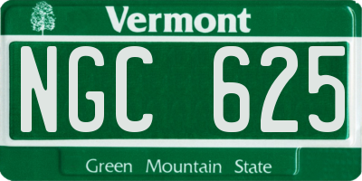 VT license plate NGC625