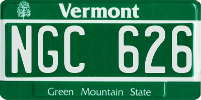 VT license plate NGC626