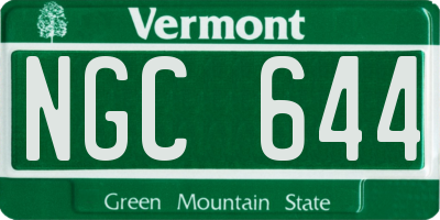VT license plate NGC644