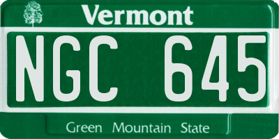 VT license plate NGC645