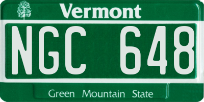 VT license plate NGC648